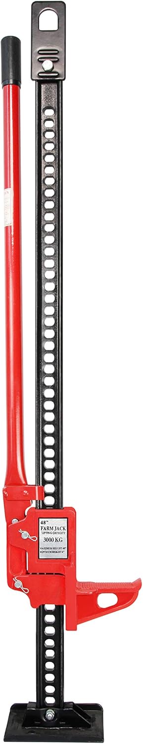 YIYITOOLS Heavy Duty Farm Jack 48 inch, Portable Car Lift Jack Stand 3 Tons Capacity, Off Road High Lift Jack with Wide Base, Cast and Steel, Ratcheting Jack for Tractors Trucks SUVs Cars