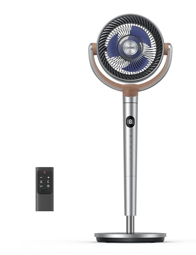 Dreo Standing Fan, 120°+120°Omni-directional Oscillating Fan For Bedroom, 80 ft Circulator With Remote, DC Motor Quiet Fans, Adjustable Height, 8 Speeds, 3 Modes, 8H Timer, Home Office, PolyFan