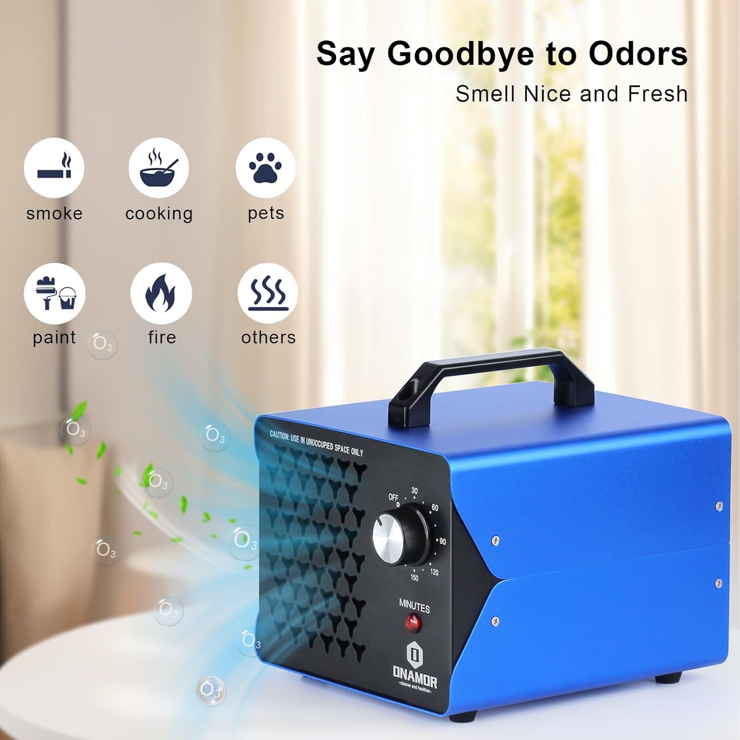 Bundle | Ozone Generator 30000mg/h - 40000mg/h (Black & Blue) - Ozone Machine Ionizer & O3 Deodorizer for Home, Smoke, and Pet Room.