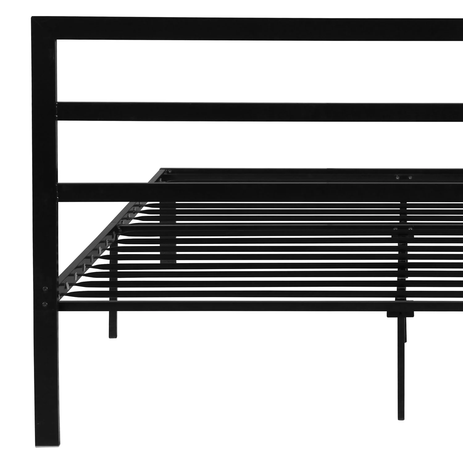 Modern and Minimalist Style Queen Size Platform Bed with Metal Frame, Black