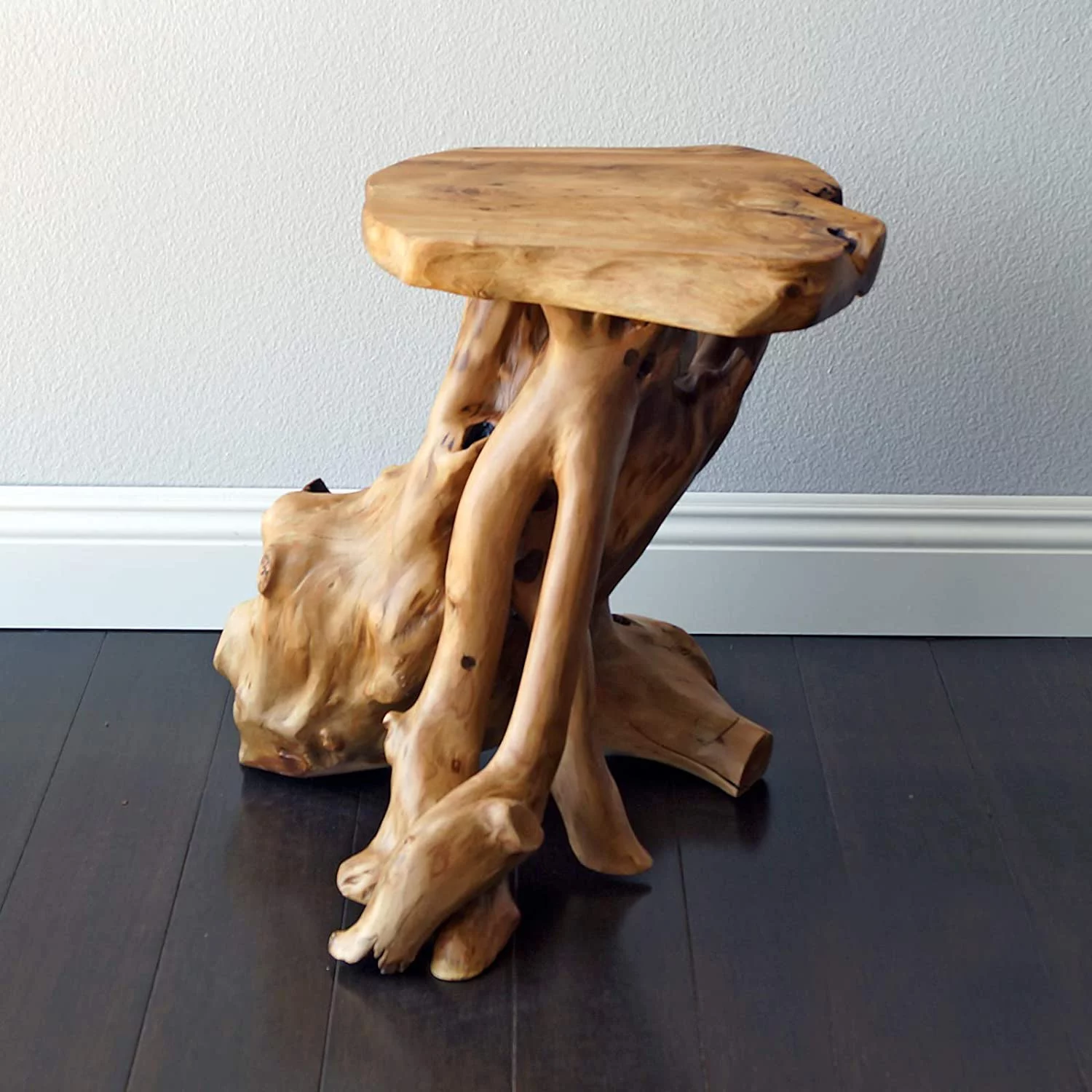 YINCHEN Tree Stump Side Table, Live Edge Stool, Natural Edge Wood Side Table, Accent Table, 19" Tall