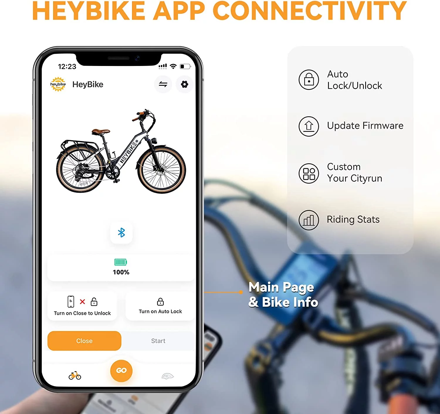 Heybike Cityrun 500W Electric Bike for Adults, 26" Electric Hybrid Bicycle City Ebike with 48V 15Ah Removable Battery, Step-Thru Electric Commuter Bike with APP Control, Black