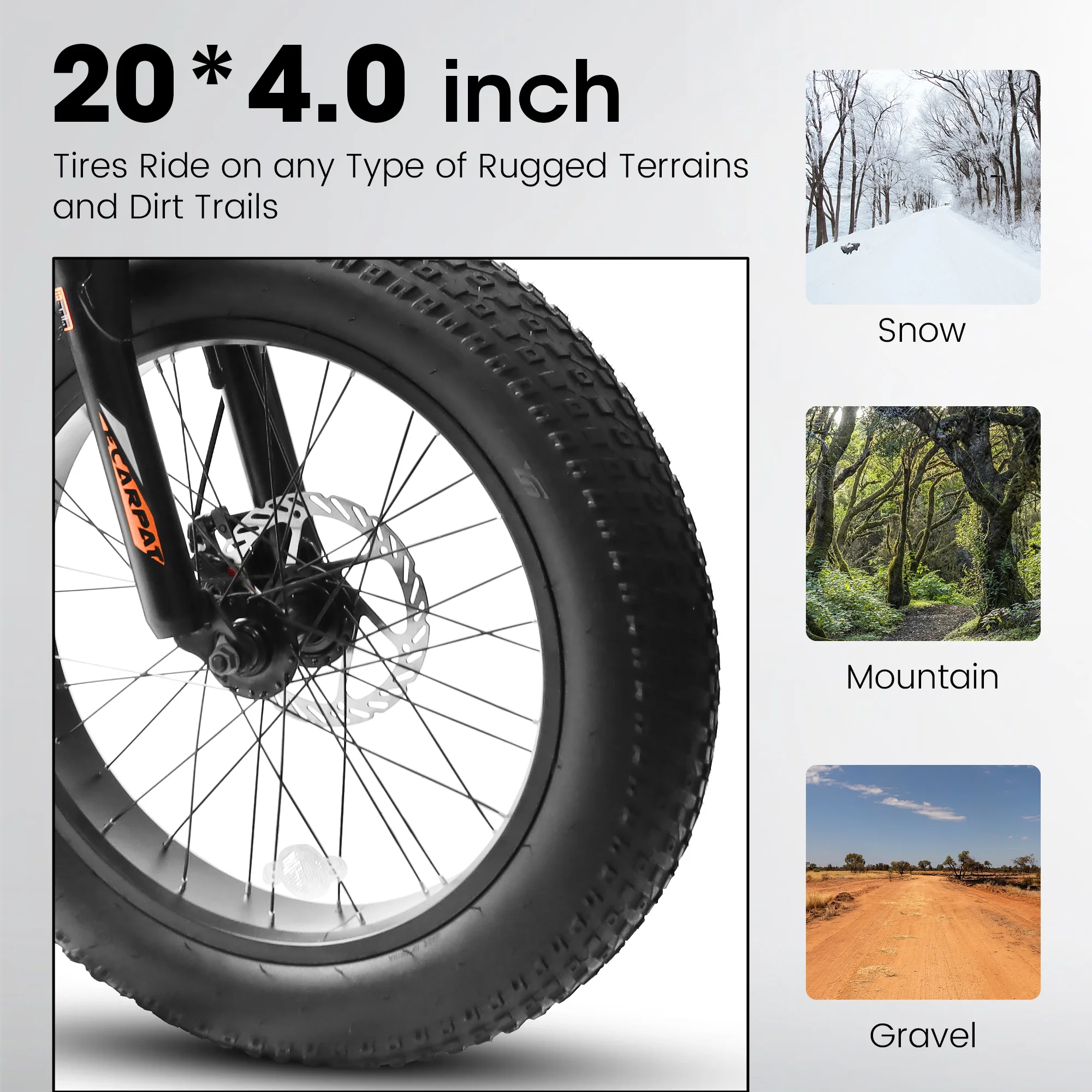 FOAUUH 20 Inch Fat Tire Bike Adult/Youth Full Shimano 7 Speed Mountain Bike, Dual Disc Brake, High-Carbon Steel Frame, Front Suspension, Mountain Trail Bike, Urban Commuter City Bicycle,Fat tire bike