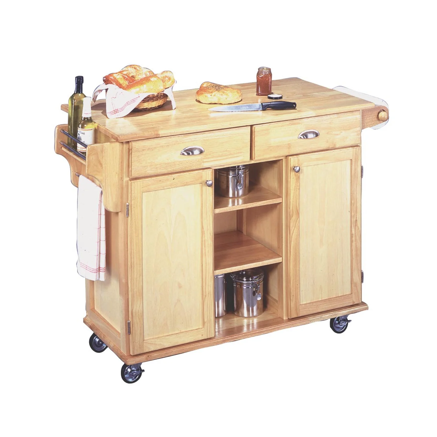 Homestock Farmhouse Fresh Brown Wood Kitchen Cart - Curated Treasures Market