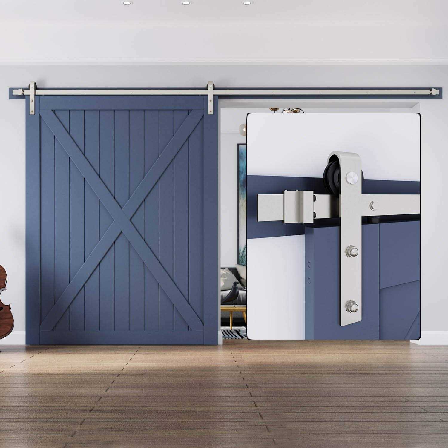 Easelife Brushed Nickel Sliding Barn Door Hardware Track Kit,Basic J Pulley,Heavy Duty,Slide Smoothly Quietly,Easy Install - Shop Hardware Tools Online Store