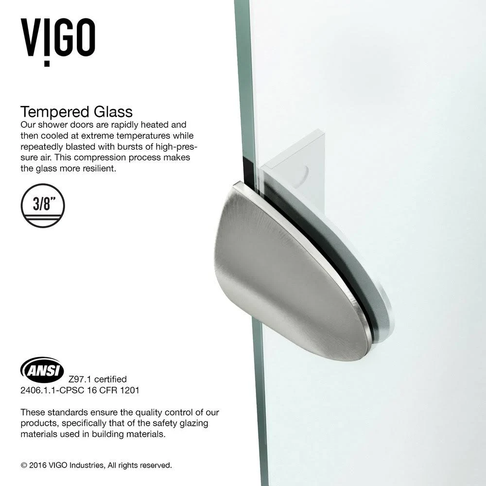 Vigo VG6061BNCL38W Verona Frameless Neo-Angle Shower Enclosure with Base