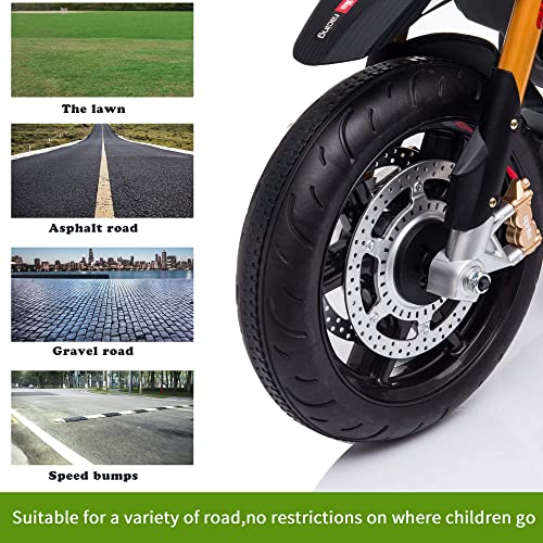 TOBBI 12V Aprilia Licensed Kids Ride-On Motorcycle Dirt Bikes for Kids with Training Wheels, Spring Suspension, Lights, Music Story USB MP3 (Red)