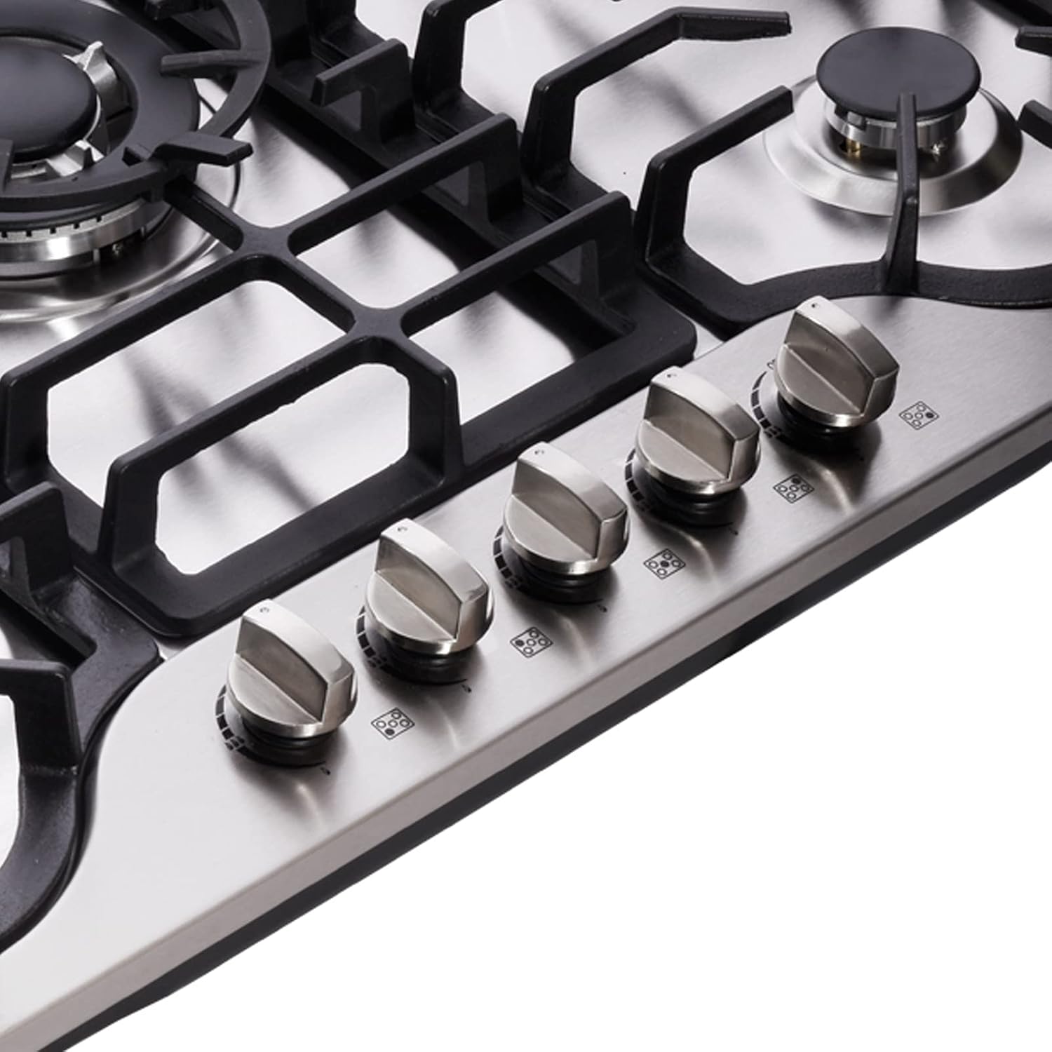 30 Inch Gas Cooktop DT57043 Built-in Stainless Steel 5 Burners Gas Stovetop LPG/NG Convertible Dual Fuel Gas Hob