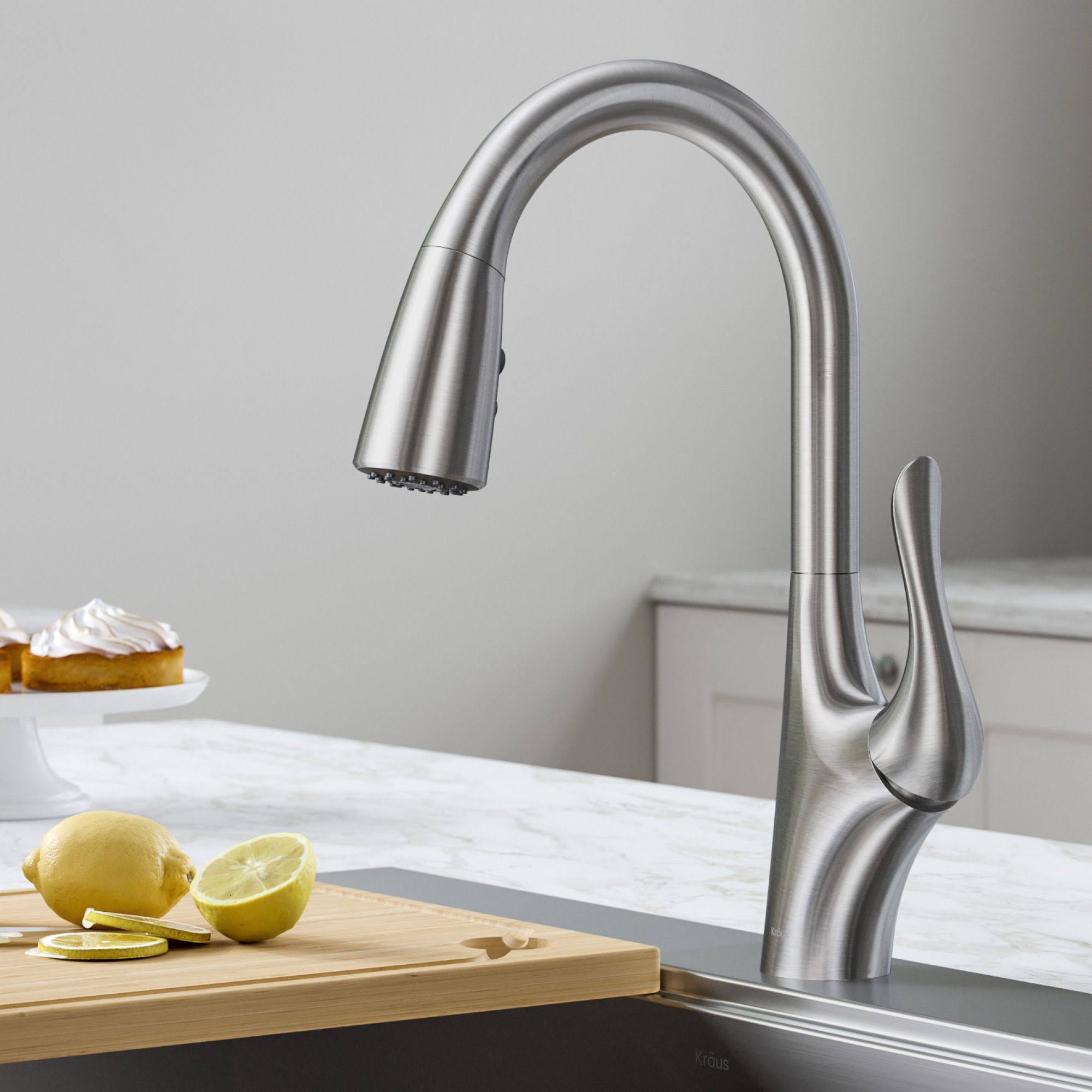Kraus KPF-1674SFS Merlin Single Handle Pull-Down Kitchen Faucet Spot Free - Stainless Steel