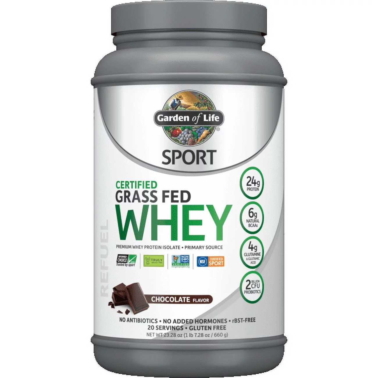 Garden of Life Sport Organic Grass Fed Whey Protein Chocolate, 23.28 oz Powder - Curated Treasures Market