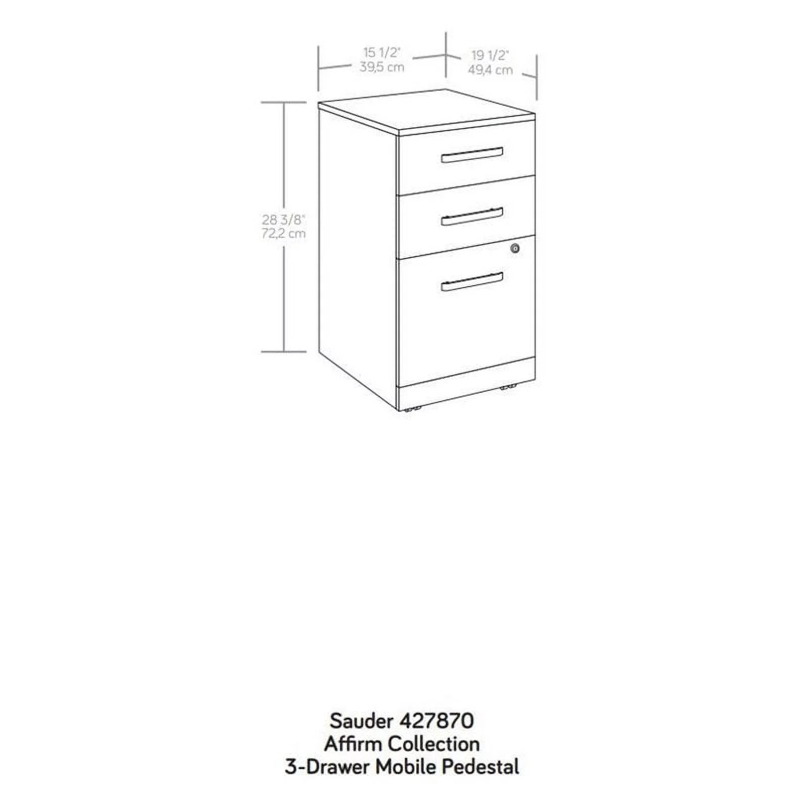 UrbanPro Engineered Wood 3-Drawer Mobile Filing Cabinet in Classic Cherry