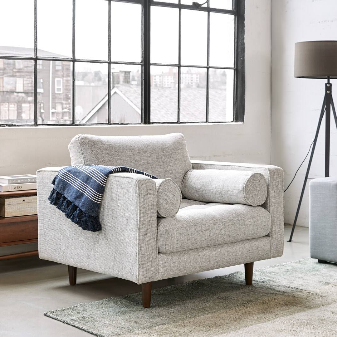 Ivory Tufted Chair with Bolsters | Article Sven Modern Furniture