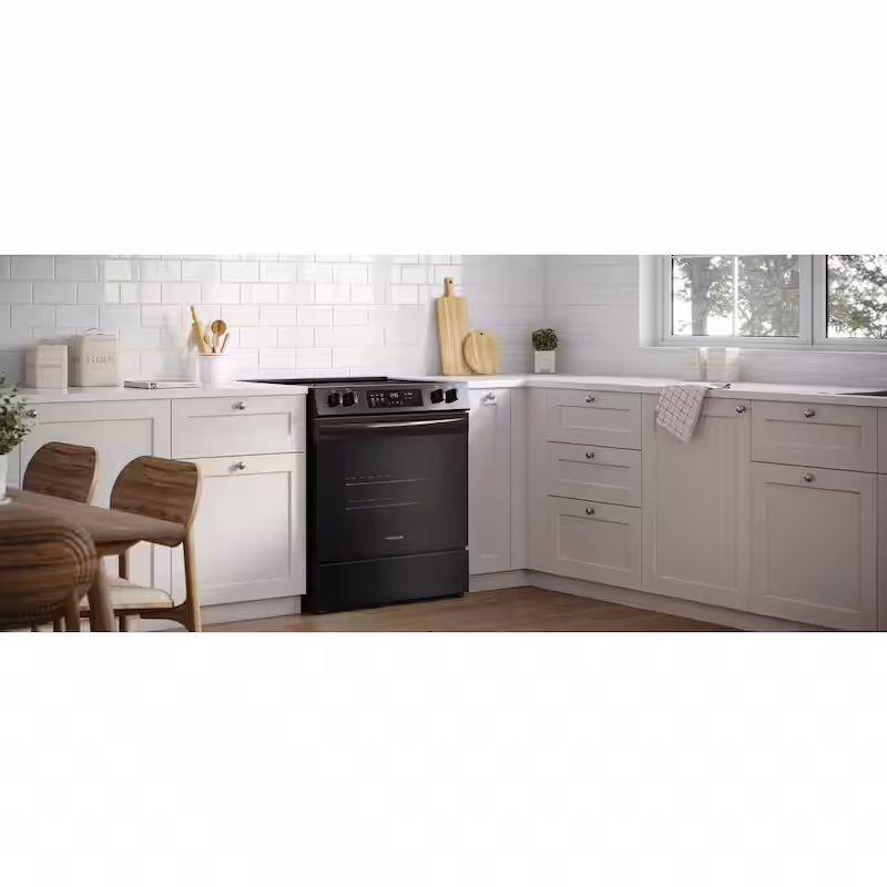30 in. 5-Element Slide-In Front Control Electric Range with Steam Clean in Black