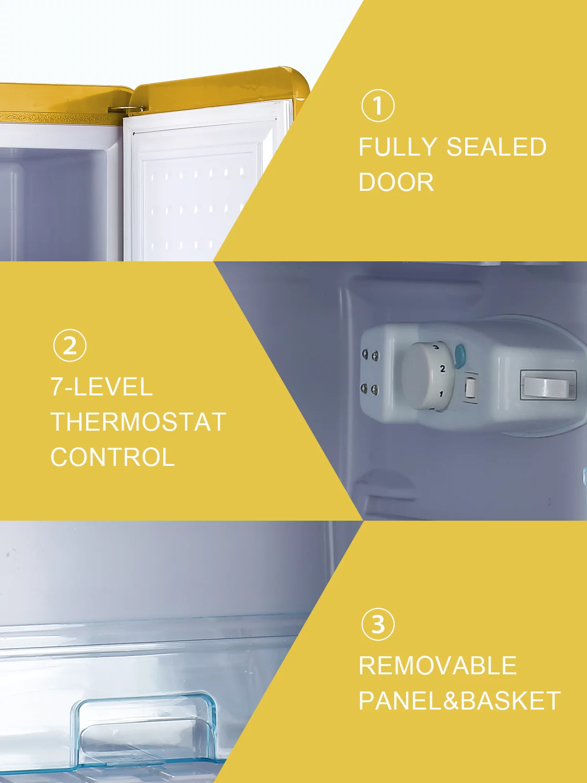 Compact Refrigerator Mini Fridge with Freezer, 3.2 Cubic Feet Retro Dual Door Small Refrigerator by WANAI with 7 Temp Modes, LED Lights, Removable Shelves, Ideal for Bedroom, Dorm, Office, Apartment