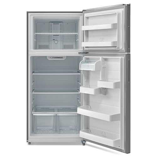 Techomey Top Freezer Refrigerator, Garage Ready, Stainless Steel