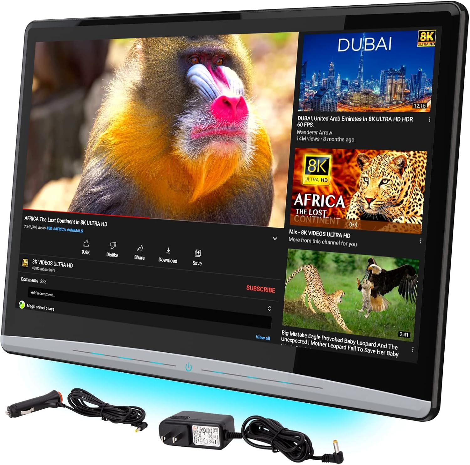 13.3" Upgrade Car TV,Android 10 Multifunction Headrest Monitor Tablet Touch Screen,Car Back Seat TV Support 4K/WiFi/Bluetooth/Netflix/HDMI in/Out/FM/Video Player,Great for Car Travel