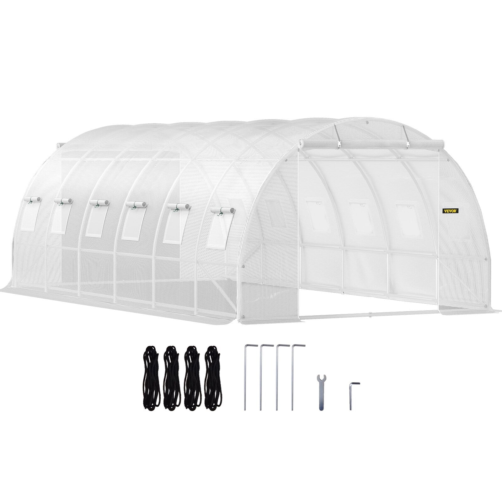 VEVOR Walk-in Greenhouse 10-20' Hot Planter House Gardening Galvanized Frame 12'x7'x7'