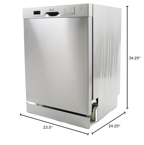 Avanti Dishwasher 18-Inch Built In with 3 Wash Options and 6 Automatic Cycles, Stainless Steel Construction with Electronic Control LED Display, Low Noise Rating