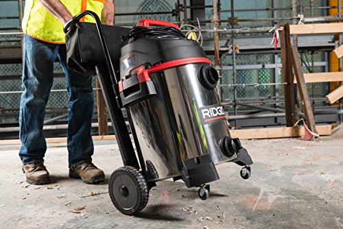 RIDGID 50353 1610RV Stainless Steel Wet Dry Vacuum, 16-Gallon Shop Vacuum with Cart, 6.5 Peak HP Motor, Large Wheels, Pro Hose, Drain, Blower Port