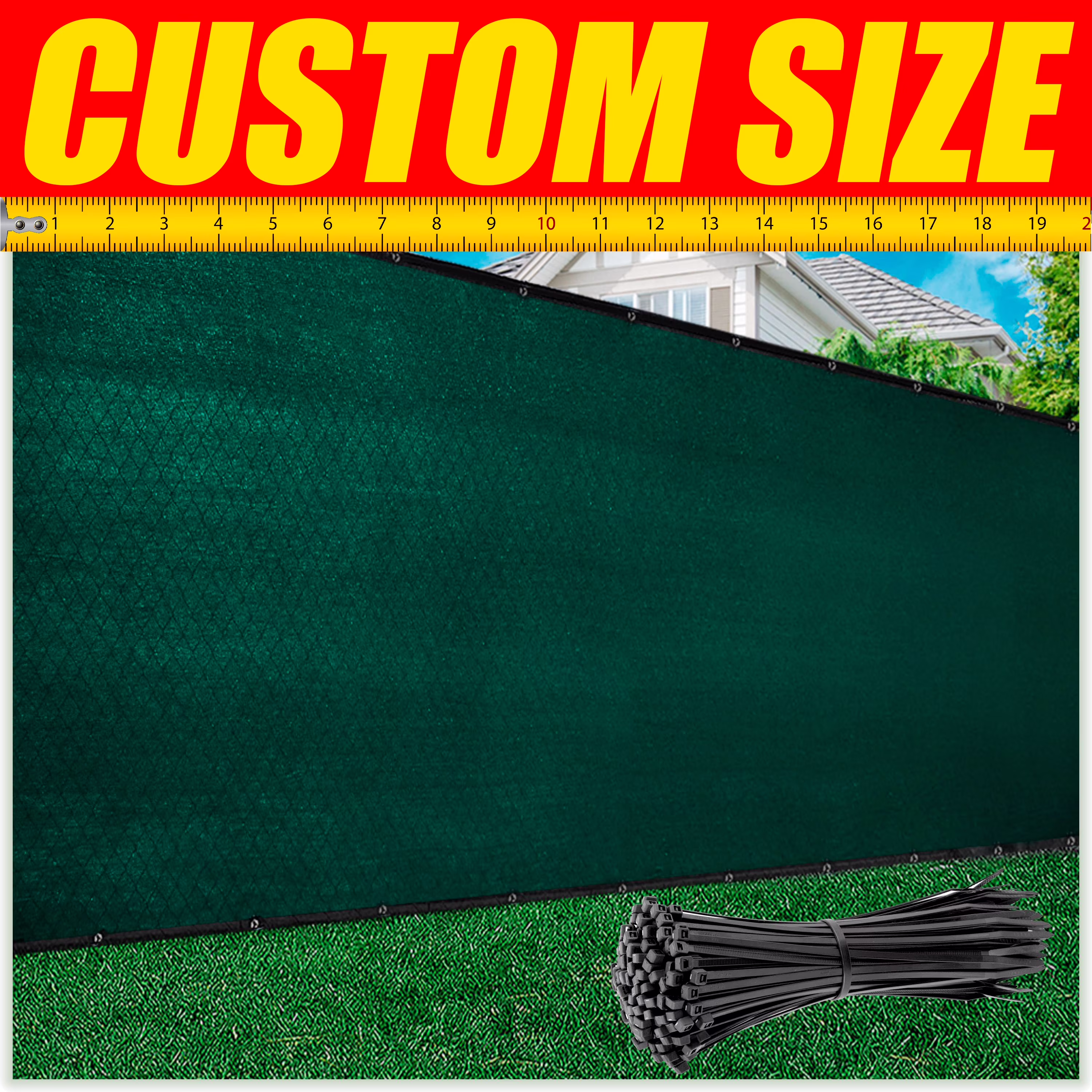 ColourTree 6' x 25' Green Fence Privacy Screen Windscreen Shade Fabric Cloth HDPE, 90% Visibility Blockage, with Grommets, Heavy Duty Commercial Grade, Cable Zip Ties Included - Custom Avalible