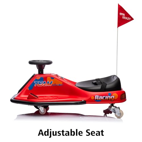 24V Electric Drifting Go Kart for Kids with High/Low Speed, 360 Degrees Rotating Ride On Drift Car, Ride On Drift Car Toys Vehicles, Crazy Cart for Kids 6-12 Years Old, Red