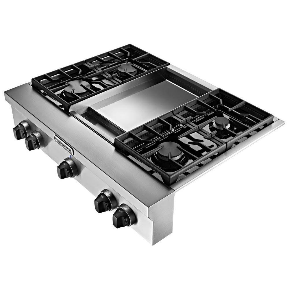 KitchenAid KGCU463VSS 36x22 Gas Cooktop and Griddle - 5 hobs - Stainless Steel