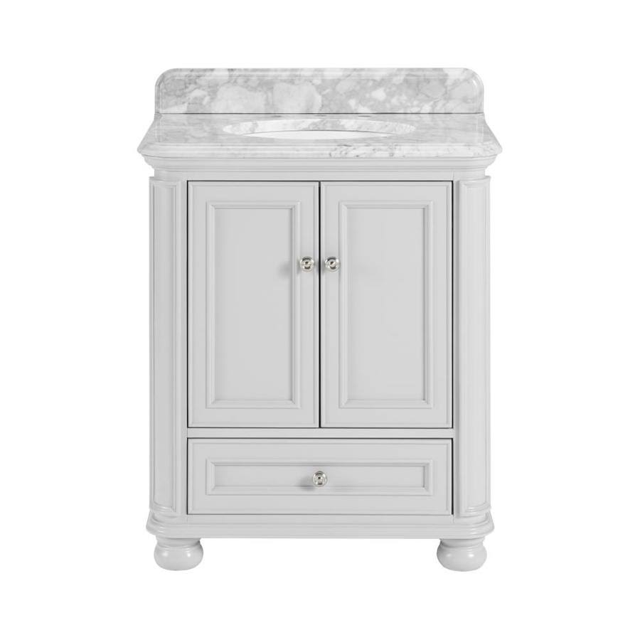 Allen + Roth Wrightsville 30-in Light Gray Undermount Single Sink Bathroom Vanity with Natural Carrara Marble Top | 1116VA-30-24