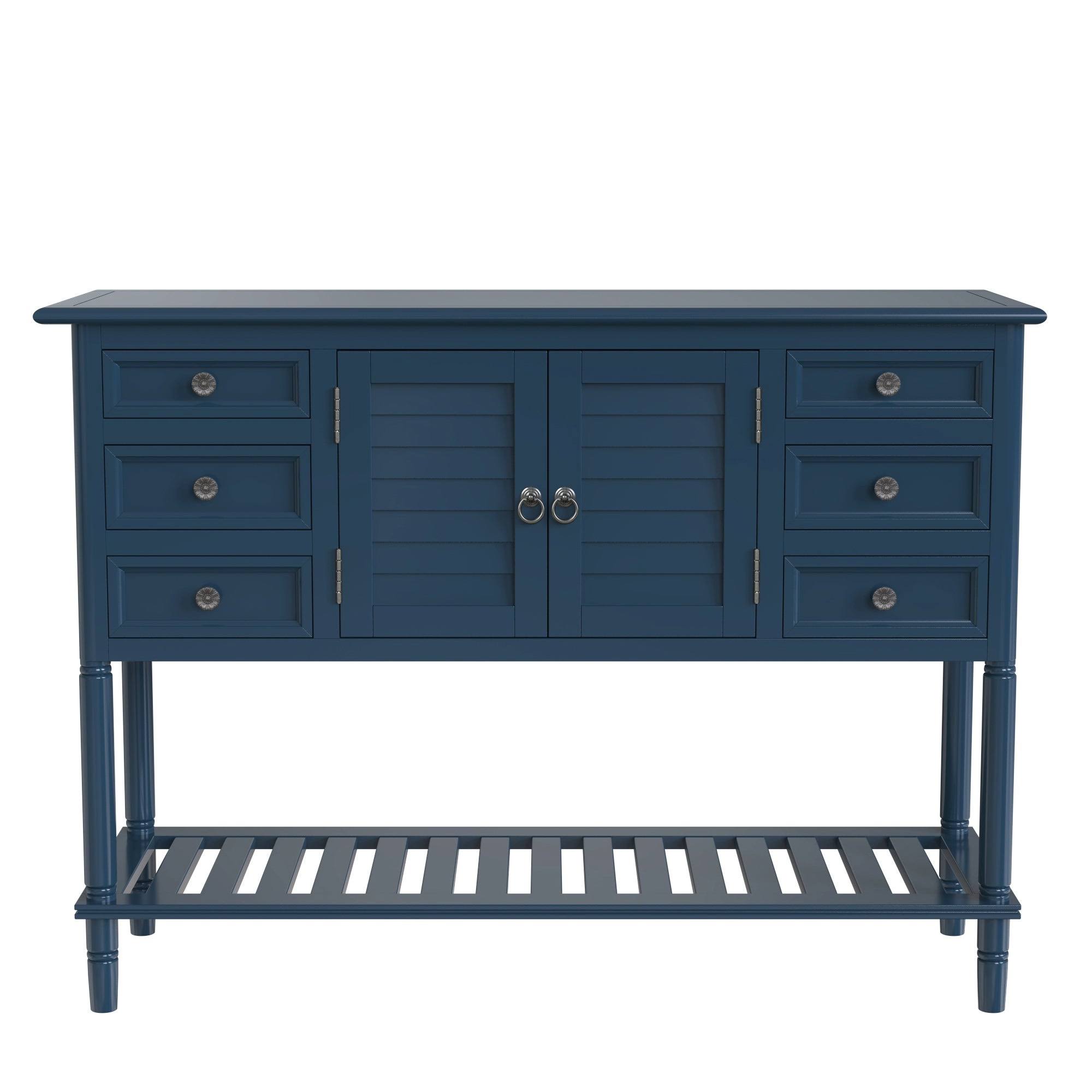 Nestfair Modern Console Table Sofa Table with 6 Drawers and Cabinet - Green