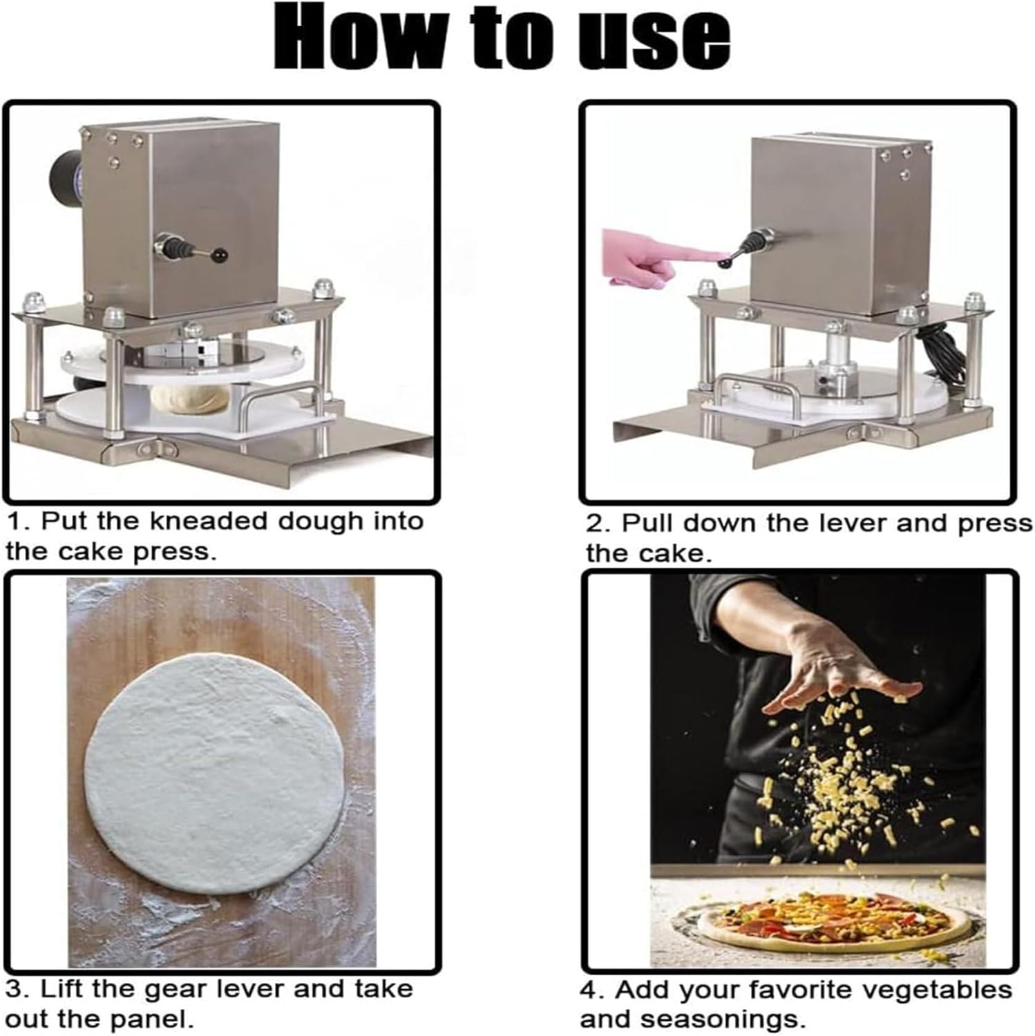 Electric Tortilla Press Stainless Steel Pizza Dough Press Machine, Pizza Dough Press Machine, 22cm Heavy-Duty Pizza Dough Maker, for Rolling of Pizza and Various Dough Cake