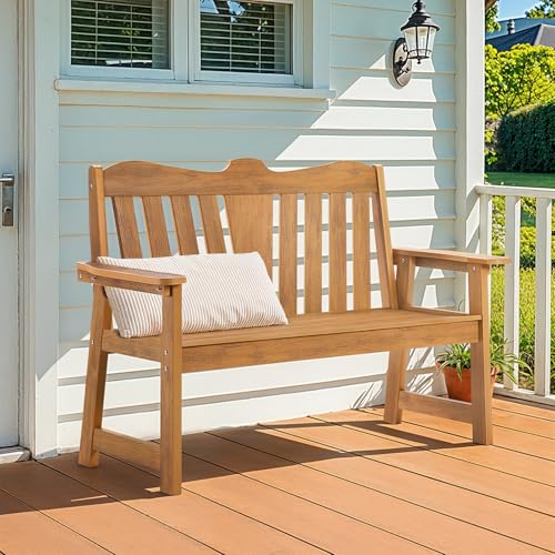 Outdoor Bench, 2-Person Weatherproof Garden Bench with Wide Armrests and Backrest, All-Weather Patio Bench Will not Rot and Fade for Garden, Porch, Backyard and Park, Easy Installation, Black