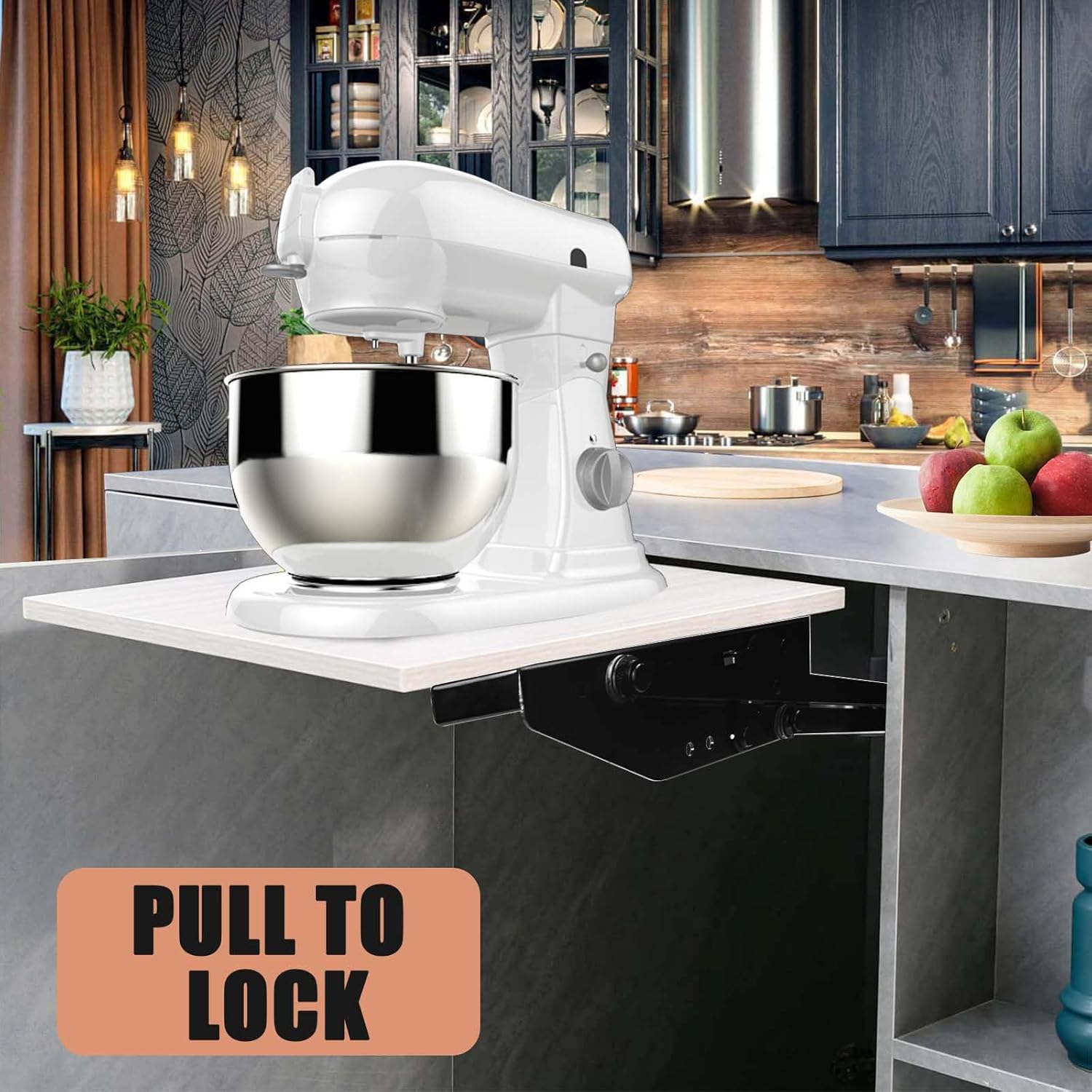 New Upgrade Cabinet Appliance Lift for cabinet- mixer lift for cabinet-Soft Close Heavy Duty mixer cabinet lift system for Kitchen with Locking Mechanism, Hold up to 60 LBS, Zinc.
