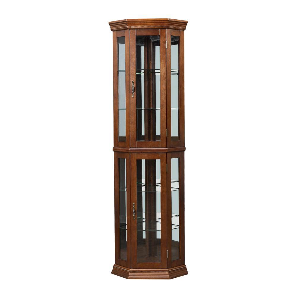 Good u0026 Gracious Floor Standing Medium Wood Corner China Cabinet with 6-Tier Adjustable Glass Shelves