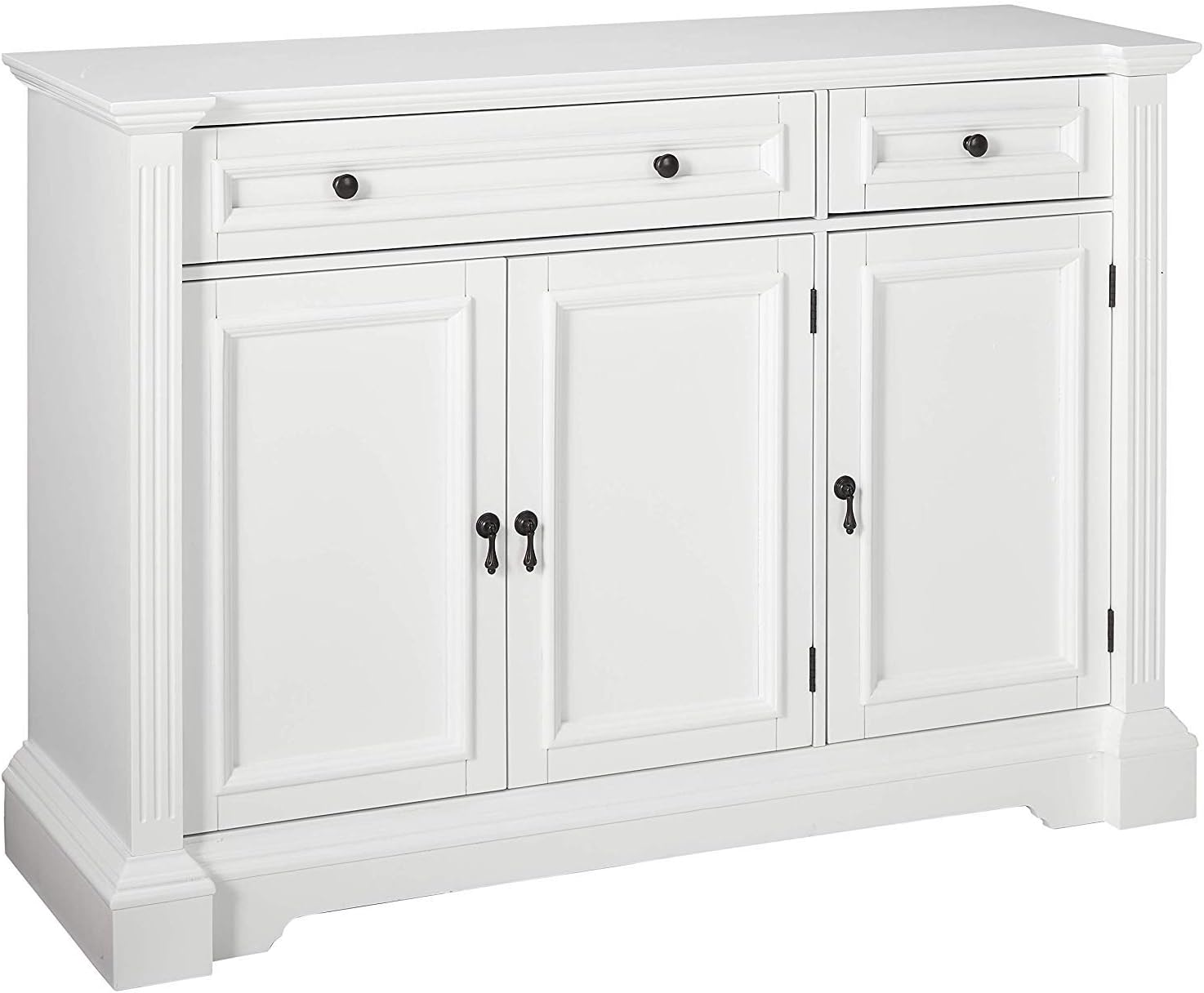 Kings Brand Furniture White Finish Wood Buffet Breakfront Cabinet Console Table With Storage, Drawers, Shelves