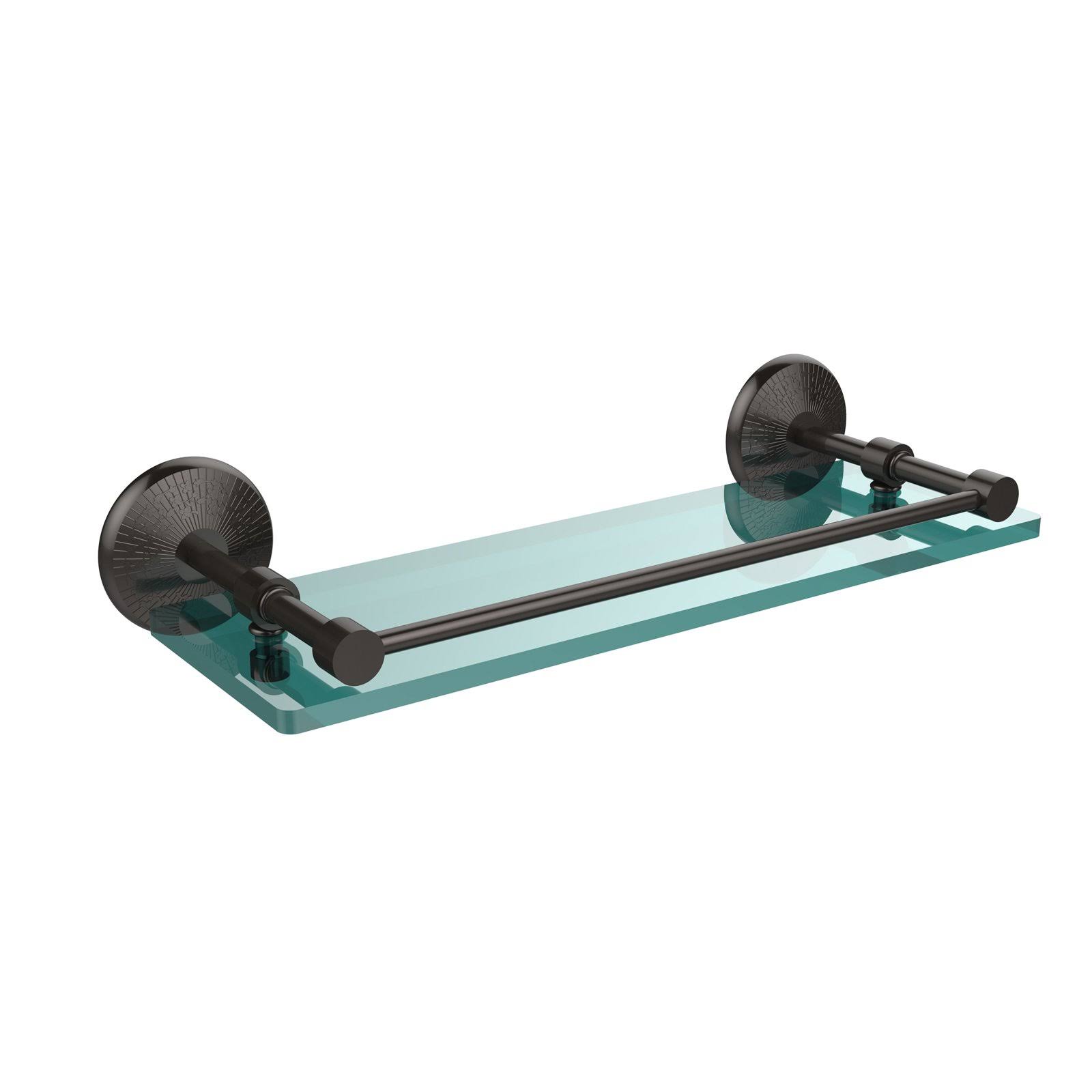 Allied Brass MC-1/16-GAL-ORB Monte Carlo 16 inch Tempered Glass Shelf with Gallery Rail, Oil Rubbed Bronze