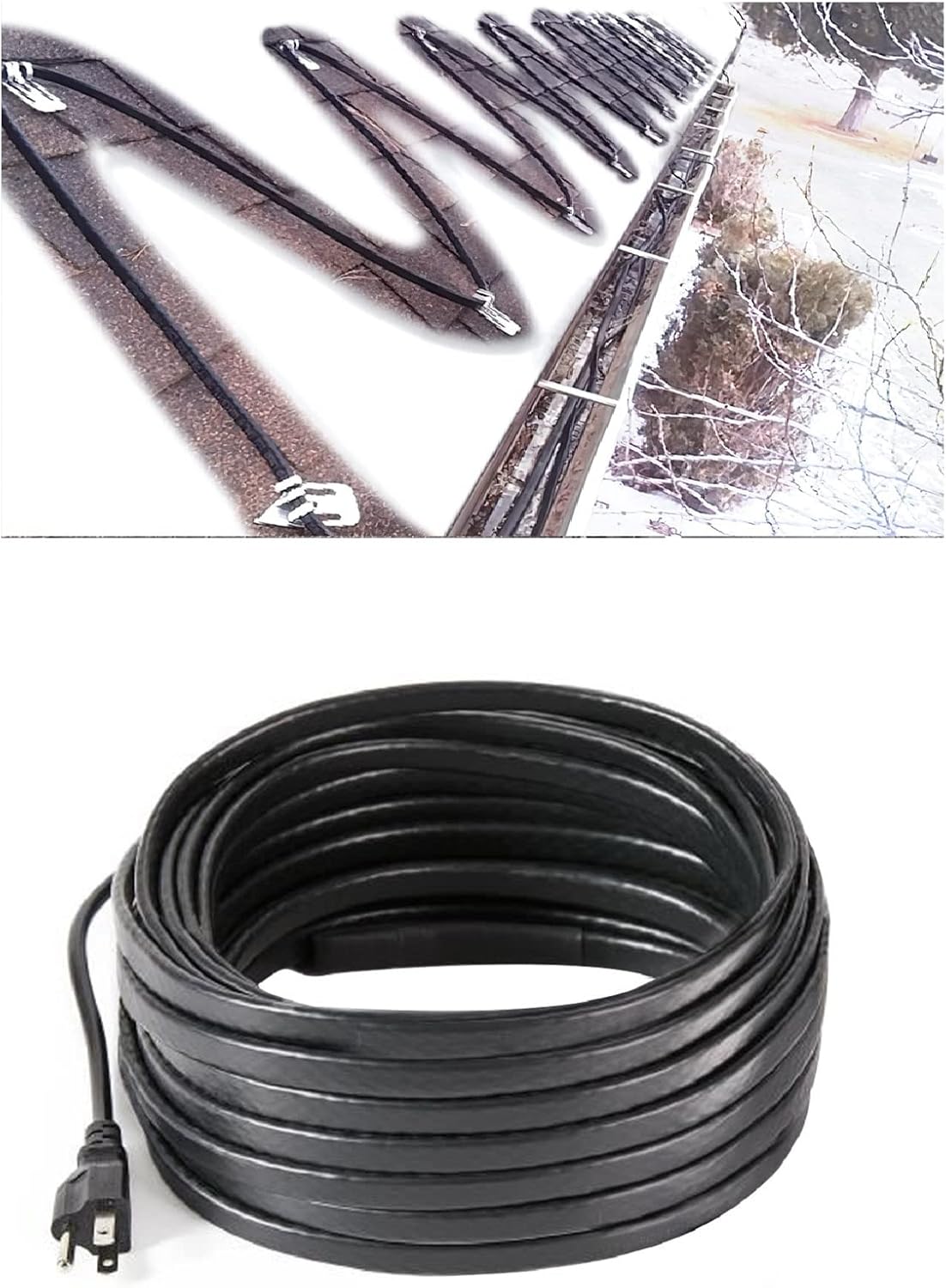H&G lifestyles Roof Snow De-Icing Heating Cable Self-Regulating-Plug-in Ready Heat Cable 140 feet 8 Watts Per Foot