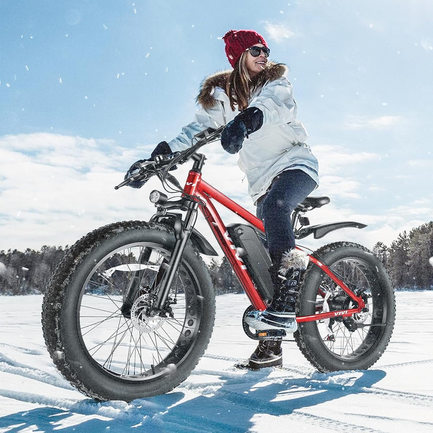 Vivi Electric Bike 26 x 4.0 Fat Tire Electric Bike 500W All Terrain Electric Bike 50 Miles Long Range Electric Mountain Bike Beach Bike Snow Bike