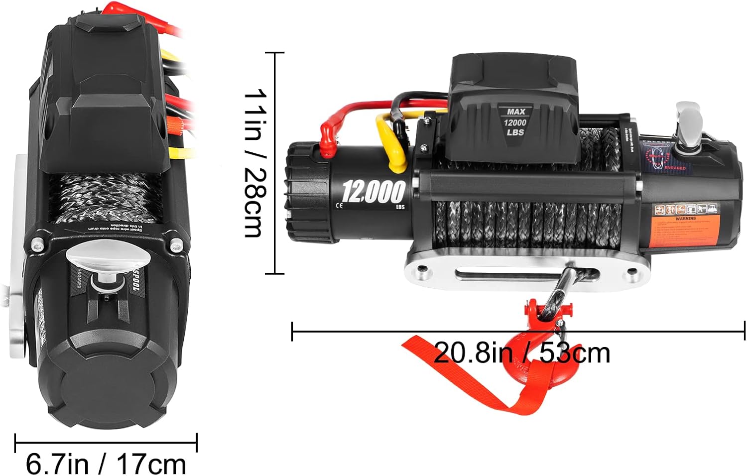 VEVOR Truck Winch 12000lbs Electric Winch Synthetic Rope with Wireless Remote Control and Powerful Motor for UTV ATV & Jeep Truck and Wrangler in Car Lift