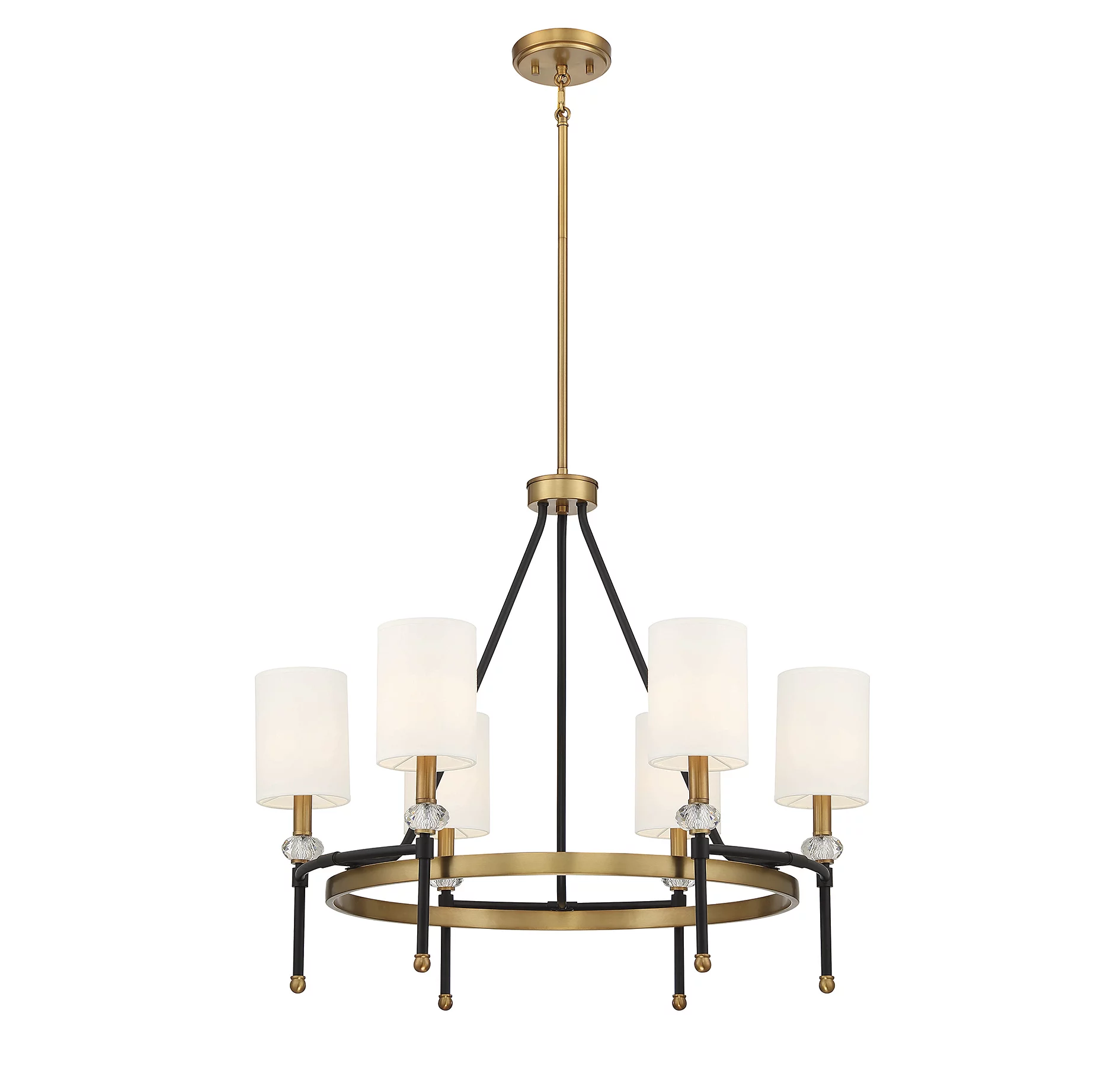 Savoy House 1-1893-6-143 Tivoli 6 Light Chandelier in Matte Black with Warm Brass Accents (28" W x 24"H)
