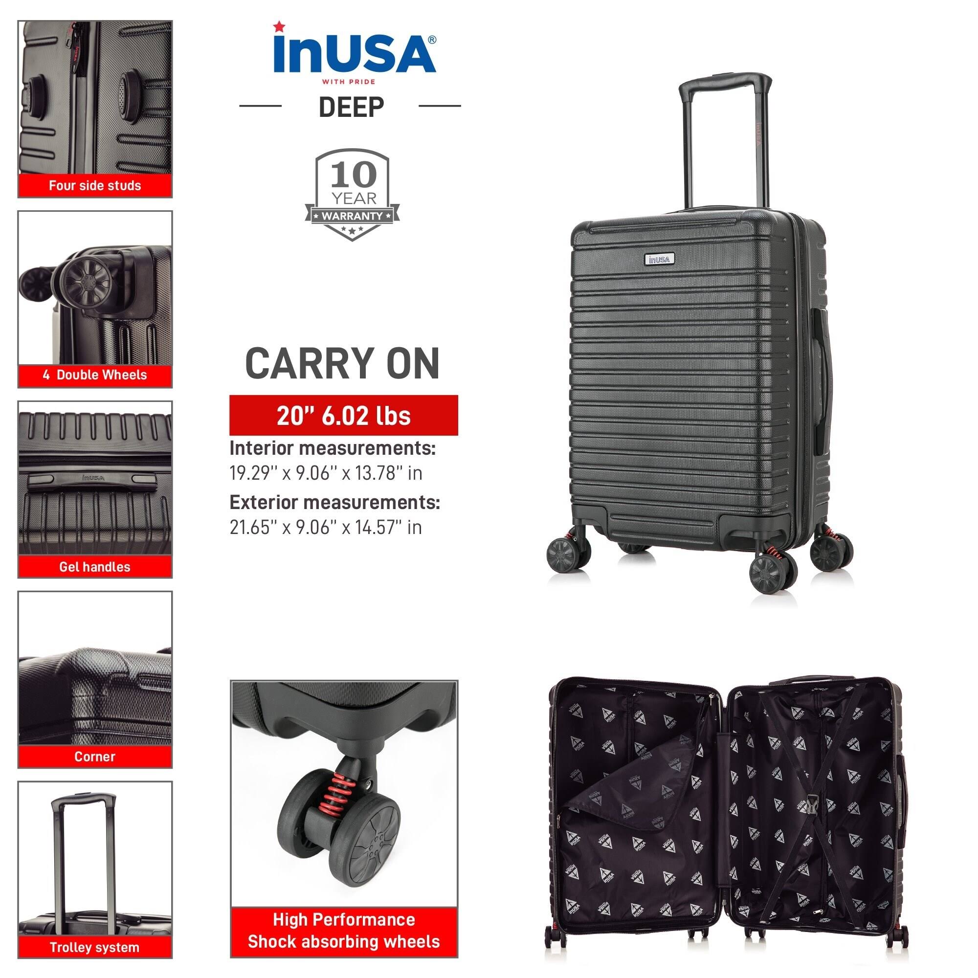 InUSA Deep Lightweight Hardside Spinner 20 in. Carry-On Rose Gold, Pink