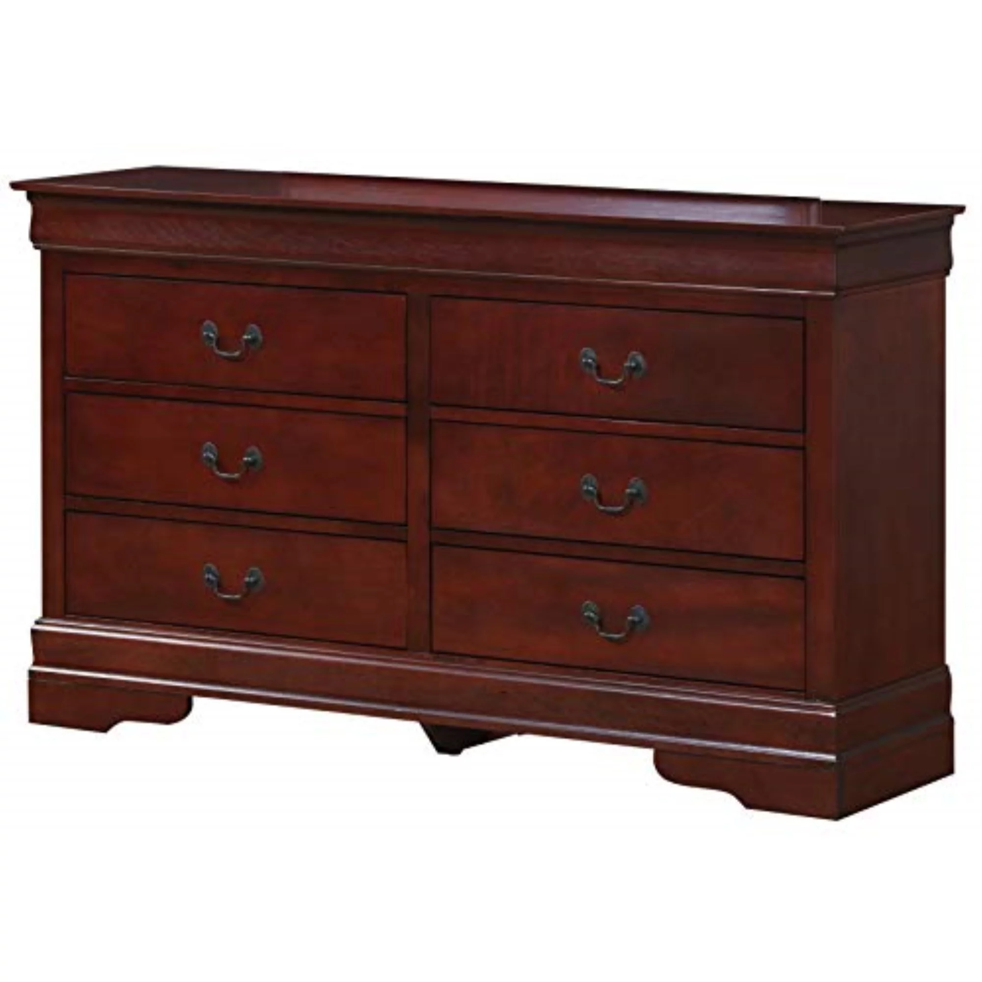 Glory Furniture Louis Phillipe 6 Drawer Dresser in Cherry