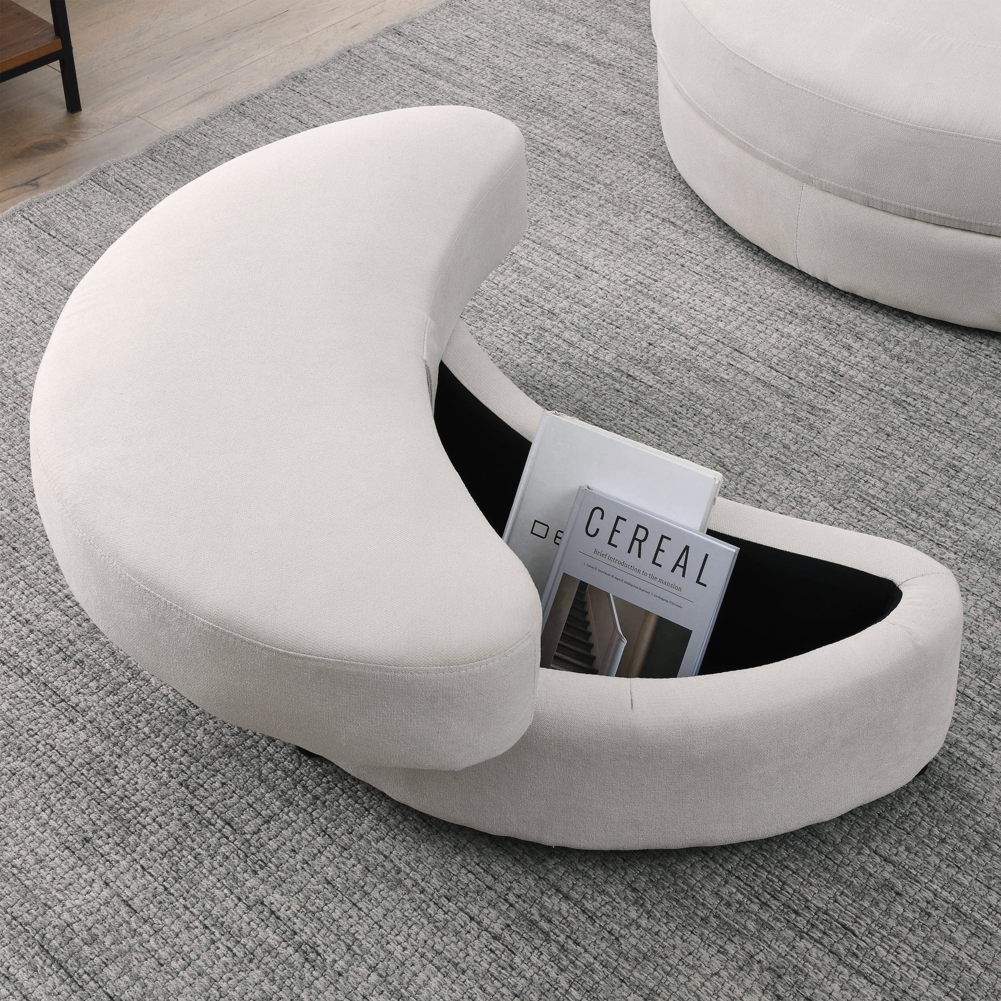 [Video] Welike Swivel Accent Barrel Modern Sofa Lounge Club Big Round Chair with Storage Ottoman Linen Fabric for Living Room Hotel with Pillows . *2PCS