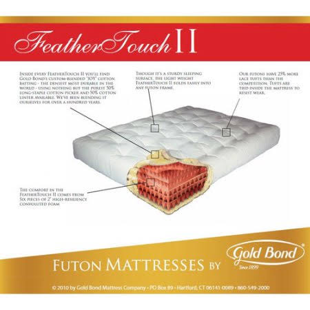 Gold Bond Feather Touch 7x22 Futon Mattress Size: Queen, Color: Black