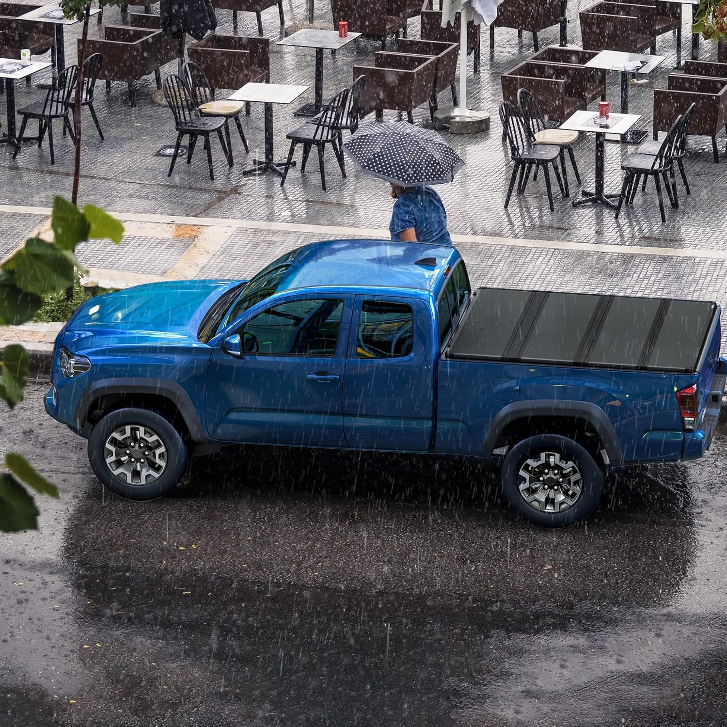 oEdRo Hard Quad-fold Truck Bed Tonneau Cover Compatible with 2015-2022 Ford F150 F-150 (Excl. Raptor Series), Styleside 6.5 Ft Bed