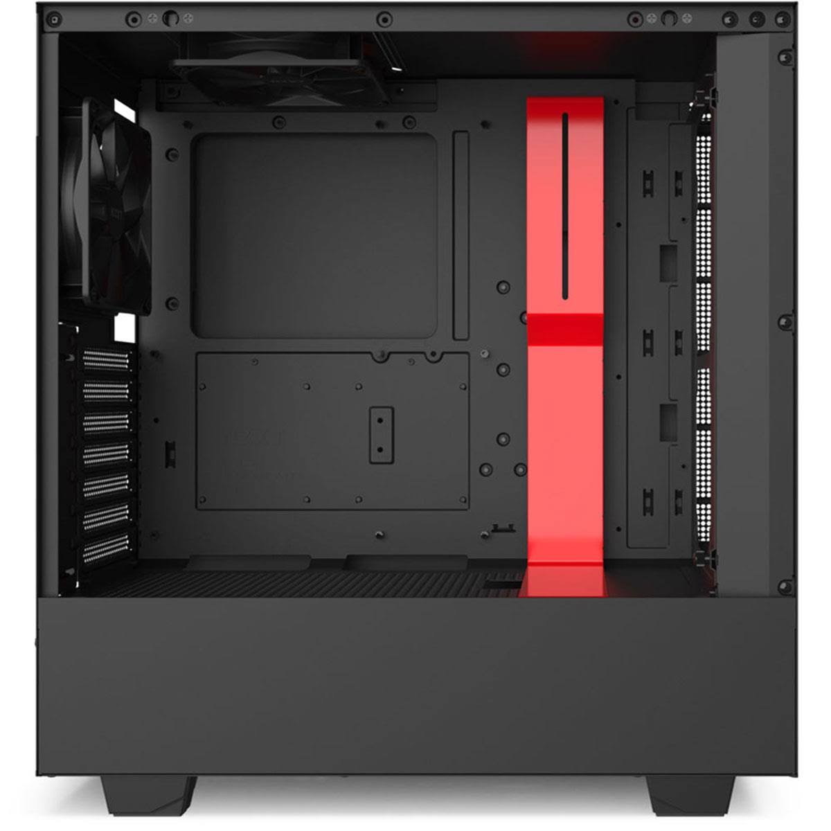 NZXT CA-H510B-BR Compact Mid-Tower Case Tempered Glass Matte Black/Red H510