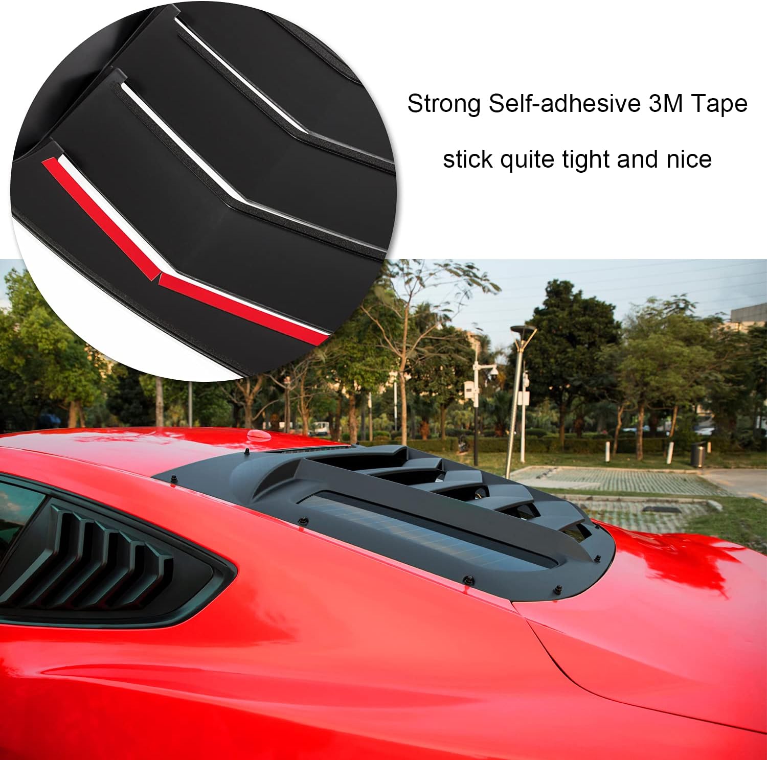 Rear and Side Window Louvers Cover Fit for Ford Mustang 2015-2020 Matte Black Window Visor Sun Shade Vent