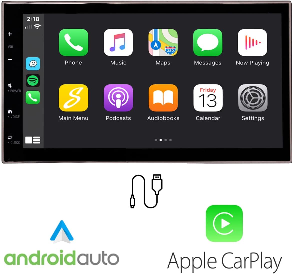 6.8鈥?Double Din Complete Radio Kit Package for Jeep Wrangler JK 2007-2018 with Touchscreen Radio, CarPlay, Android Auto, Bluetooth, with Dash Kit, Can Bus Interface, Camera Input and Antenna Adapter