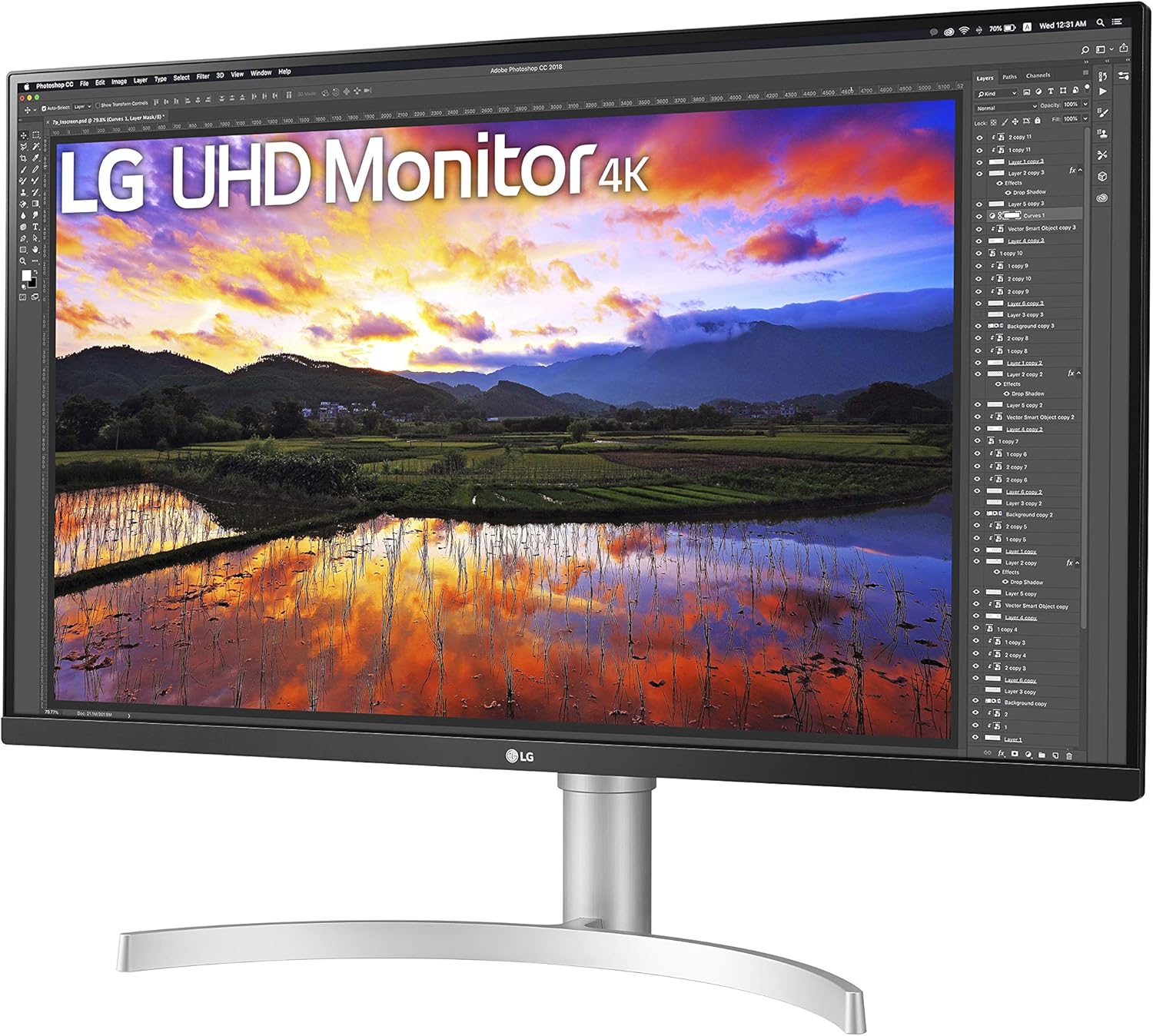 LG 32UN650-W Monitor 32" UHD (3840 x 2160) IPS Ultrafine Display, HDR10 Compatibility, DCI-P3 95% Color Gamut, AMD FreeSync, 3-Side Virtually Borderless Design, Height Adjustable Stand - Silve/White
