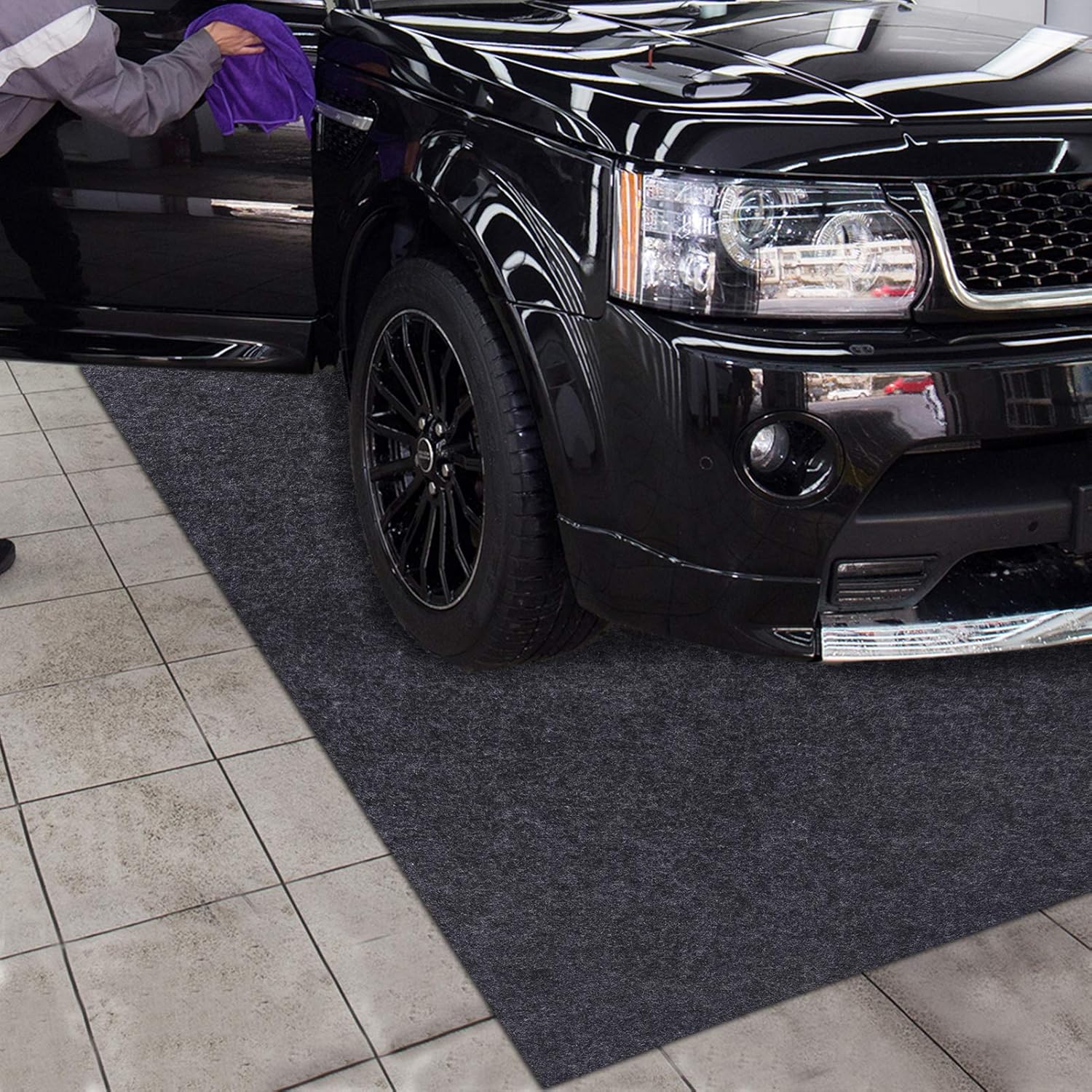 Delooant Garage Floor mats for Under Cars, Absorbent,Waterproof,Washable Garage & Shop Parking Mats for Snow,Mud,Rain (Garage Mats:7.56FT x 6.56FT)