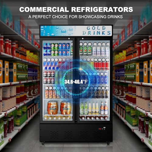 FreezLabs Commercial Merchandiser Refrigerator with LED Lighting Single Glass Door, 6.0 Cu Ft Upright Display Beverage Cooler with Shelves Drink Holders, ETL NSF Approved