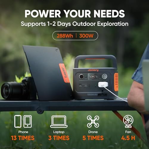 Jackery Solar Generator 300 Plus Portable Power Station, 288Wh Backup LiFePO4 Battery, 300W AC Outlet for RV, Outdoors, Camping, Traveling, and Emergencies